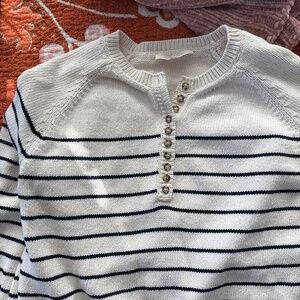Sezane leontine jumper sweater ecru/navy - small